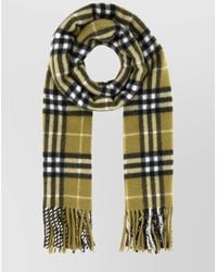 Burberry - Cashmere Scarf With Embroidered Checked Pattern - Lyst