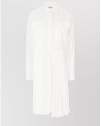Dries Van Noten - Pocketed Chest Pleated Long Sleeve Dress - Lyst