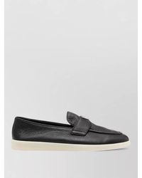 Prada - Leather Loafers Round Toe Textured Sole - Lyst