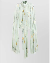 Balenciaga - Floral-Print Pleated Asymmetric Blouse - Lyst