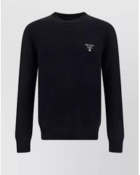 Prada - Crew Neck Sweater With Ribbed Hem And Cuffs - Lyst