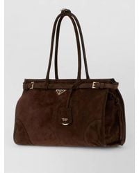 Prada - Large Bonnie Suede Tote Bag Shopping - Lyst