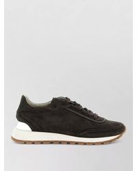 Brunello Cucinelli - Monile Suede Lace Up Low Sneakers - Lyst
