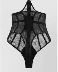 The Mannei - Lace Corset Body High Neckline Sheer - Lyst