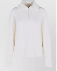 Courreges - Merino Wool Sweater High Collar Ribbed - Lyst