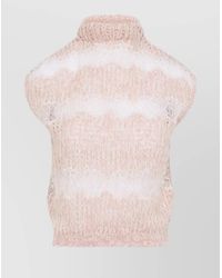 Giambattista Valli - High Neck Sleeveless Knit Top With Lace - Lyst