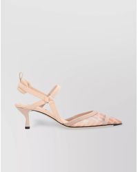Fendi - Logo-Print Slingback Pumps - Lyst