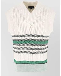 Lacoste - Striped Knit Sleeveless V Neck Top - Lyst