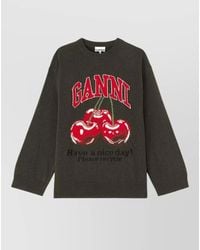 Ganni - Oversized Wool-Blend Crew-Neck Sweater - Lyst