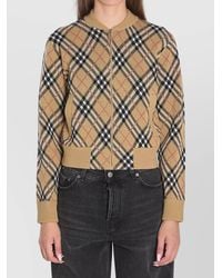 Burberry - Checked Wool Zip Cardigan - Lyst