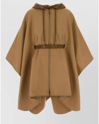 Moncler - Wool Blend Padded Hooded Cape - Lyst