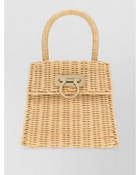 Ferragamo - Raffia Tote Handbag Tone Hardware - Lyst