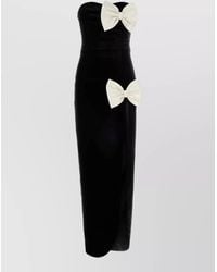 Alessandra Rich - Strapless Velvet Midi Dress Fitted Bow - Lyst