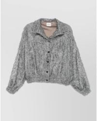 Alysi - Cropped Fringed Knit Blouson Jacket - Lyst