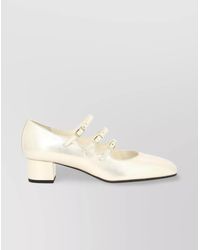 CAREL PARIS - Triple Strap Block Heel Pumps With Metallic Finish - Lyst