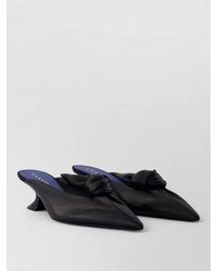 Lanvin - Bow Kitten Heel Leather Mules - Lyst