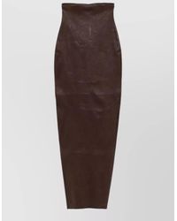 Rick Owens - Leather Textured Panelled High-Rise Slim-Fit Maxi Skirt - Lyst