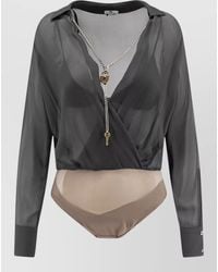 Elisabetta Franchi - Viscose Body Shirt Sheer Chain Detail - Lyst