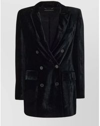 Alberta Ferretti - Silk Velvet Double-Breasted Blazer - Lyst