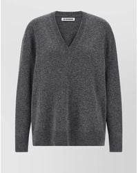 Jil Sander - V-Neck Cashmere Blend Sweater - Lyst