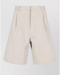 Frankie Shop - Straight Shorts Pleated Design Belt Loops Pockets - Lyst