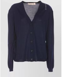 Marni - Silk V-Neck Long-Sleeve Cardigan - Lyst