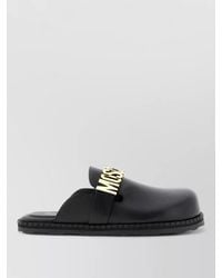 Moschino - Leather Mules Flat Sole Open Back - Lyst