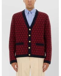 Valentino - Virgin Wool Logo-Jacquard Cardigan - Lyst