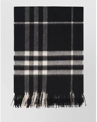 Burberry - Cashmere Scarf With Checked Pattern And Fringed Edges - Lyst