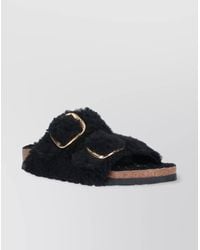 Birkenstock - Heeled Sandals With Cork Sole And Faux Fur - Lyst