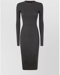 Wardrobe NYC - Merino Wool Ribbed Long Sleeve Midi Dress - Lyst