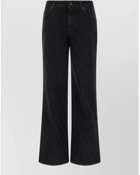 Balmain - Denim Diamond Quilted Wide-Leg Flared Jeans - Lyst