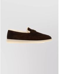 Prada - Suede Loafers With Round Toe And Rubber Sole - Lyst