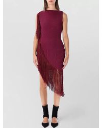 Alaïa - Silk Asymmetric Fringed Knit Sleeveless Mini Dress - Lyst