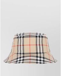 Burberry - Check Pattern Hat Eyelet Detailing Wide Brim - Lyst