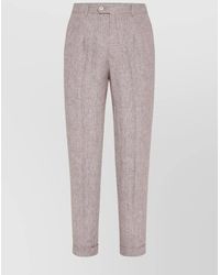 Brunello Cucinelli - Straight Trousers With Belt Loops And Cuffed Hem - Lyst