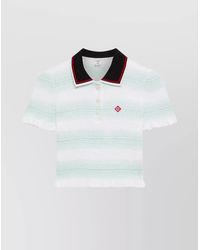CASABLANCA - Polo Top With Smocked Design And Ruffles - Lyst