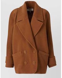 Chloé - Short Double Breasted Herringbone Wool Jacket - Lyst