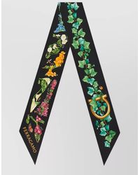 Ferragamo - Rectangular Floral Print Scarf For Neck - Lyst