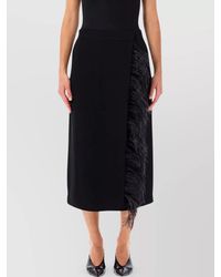 Alberta Ferretti - Feather-Trim Asymmetric Wrap Midi Skirt - Lyst