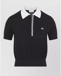 Celine - Cashmere Silk Ribbed Polo Knit Top - Lyst