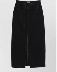Emporio Armani - Studded Front Slit Midi Skirt - Lyst