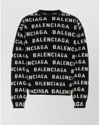 Balenciaga - Allover Logo Crewneck Sweater - Lyst