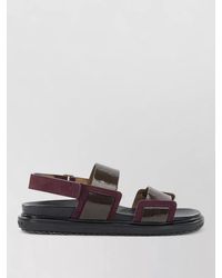 Marni - Leather Double-Strap Fussbett Sandals - Lyst