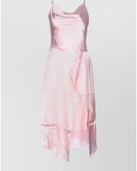 Acne Studios - Ruched Lace-Trim Midi Slip Dress - Lyst