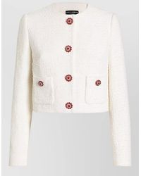Dolce & Gabbana - Rachel Tweed Single Breasted Cropped Jacket - Lyst