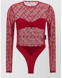 Marine Serre - Moonogram Lace Bodysuit Long Sleeves - Lyst
