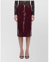 Self-Portrait - Faux Leather High Waist Midi Skirt - Lyst
