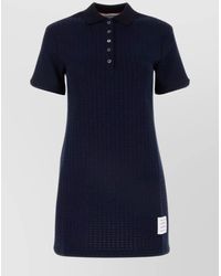 Thom Browne - Cotton Ribbed Polo Midi Dress - Lyst