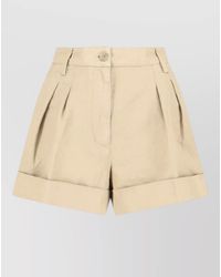 Aspesi - Tailored Shorts Belt Loops Pleats Cuffed Hem - Lyst